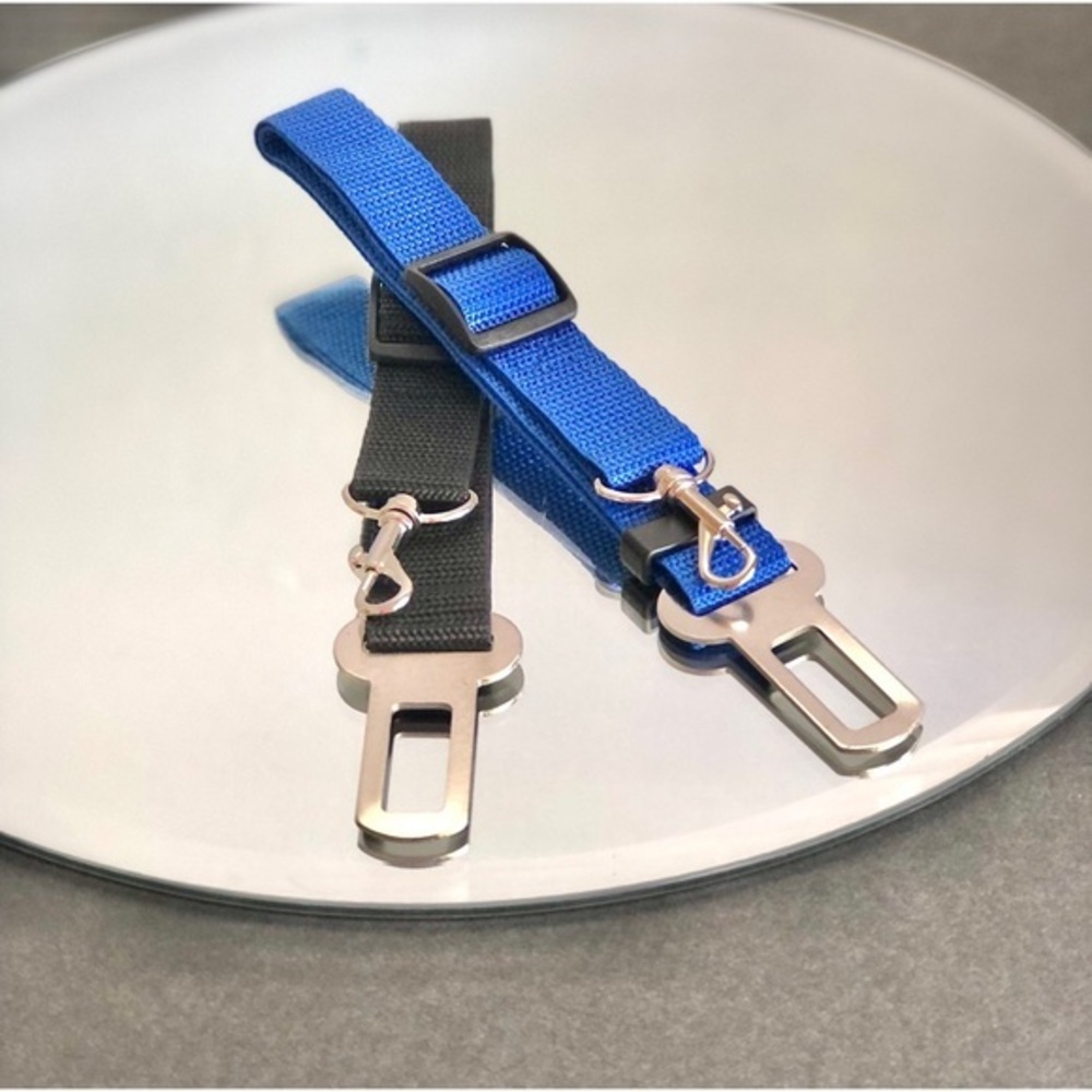 Set of 2 Car Seat Belts Dog Adjustable Blue Black 360° Rotation NWT